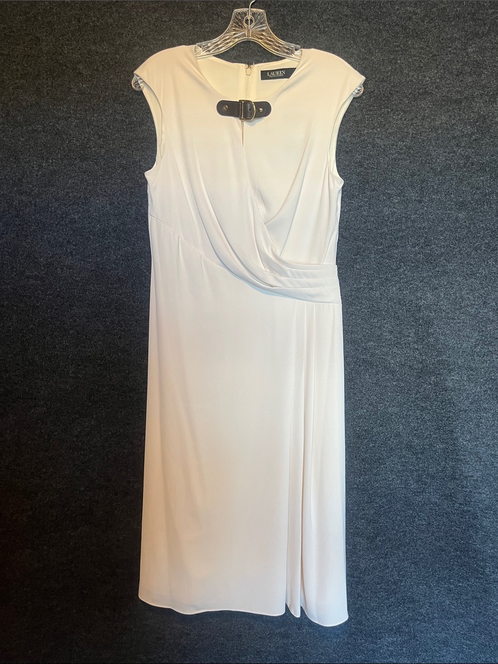 Lauren Ralph Lauren Cap-Sleeve Faux-Wrap Midi Dress